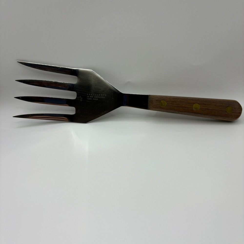 E. Dehillerin Paris Professional Meat Carving Fork Wood Handle Stainless Steel
